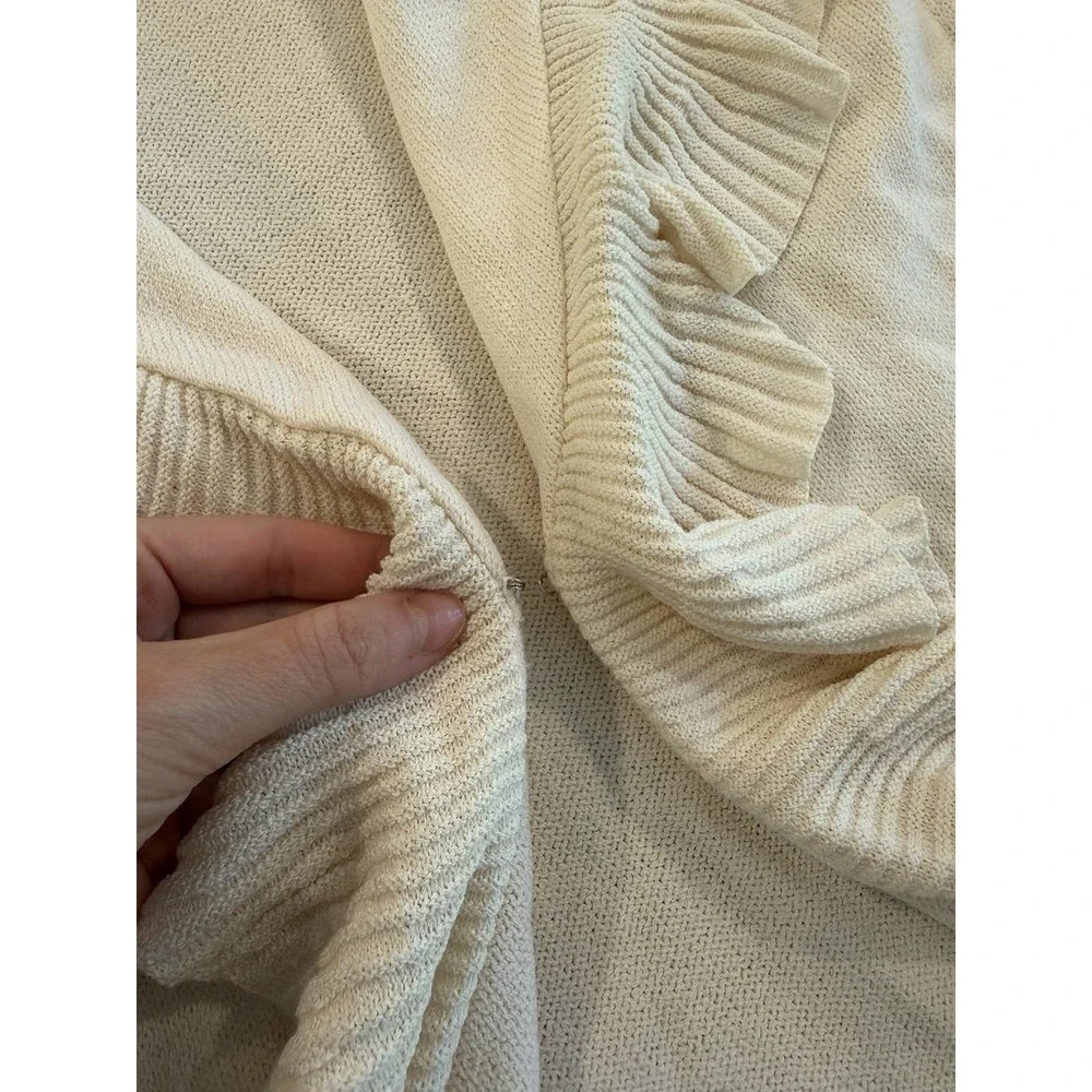 St. John Collection Long Wool Blend Santana Knit Cardigan Duster Ruffle Size 6 - Picture 5 of 11